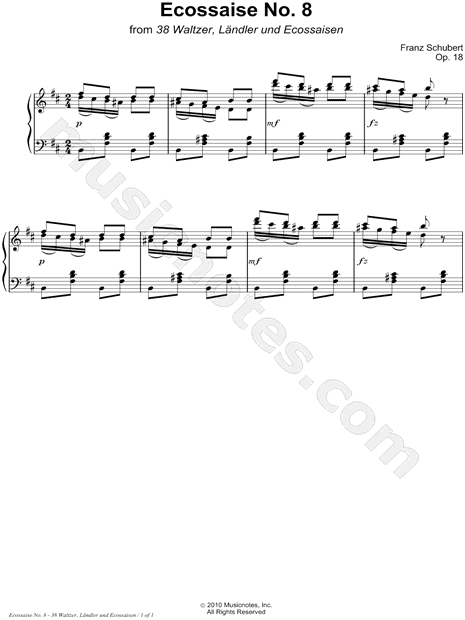 38 Waltzer, Ländler und Ecossaisen, Opus 18: Ecossaise No. 8