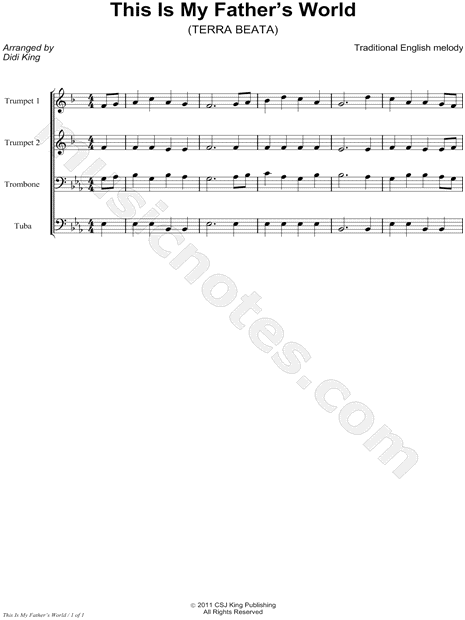 This Is My Father's World - Score (Brass Quartet)