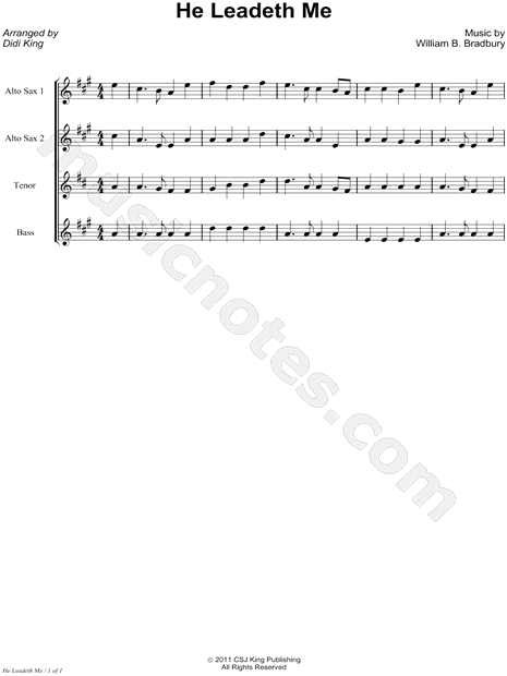 He Leadeth Me - Saxophone Quartet Score