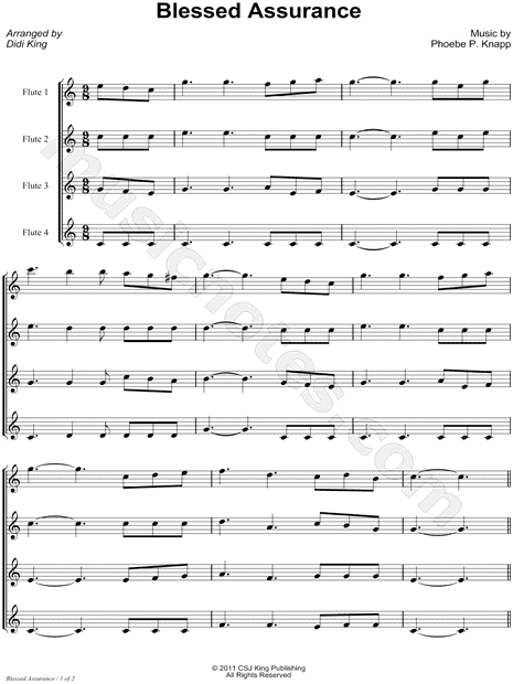 Blessed Assurance - Flute Quartet Score