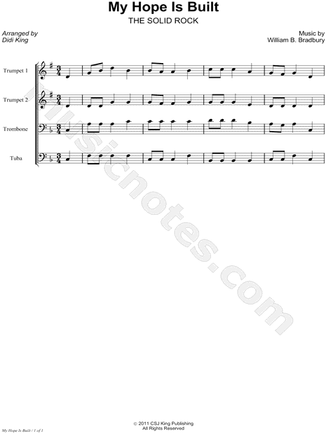 My Hope Is Built - Brass Quartet Score