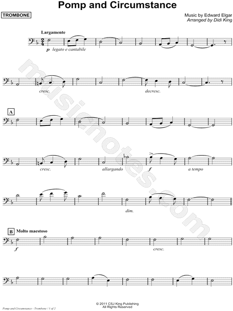 Pomp and Circumstance - Trombone Part (Brass Quartet)