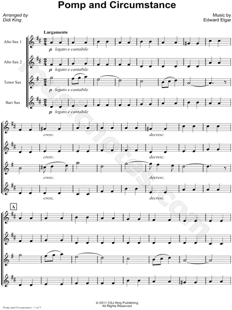 Pomp and Circumstance - Score (Saxophone Quartet)