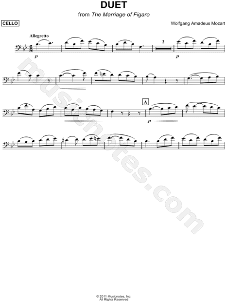 Duettino: Che soave zeffiretto (Sull'aria) - Cello