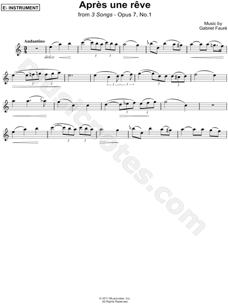Après un rêve - Eb Instrument