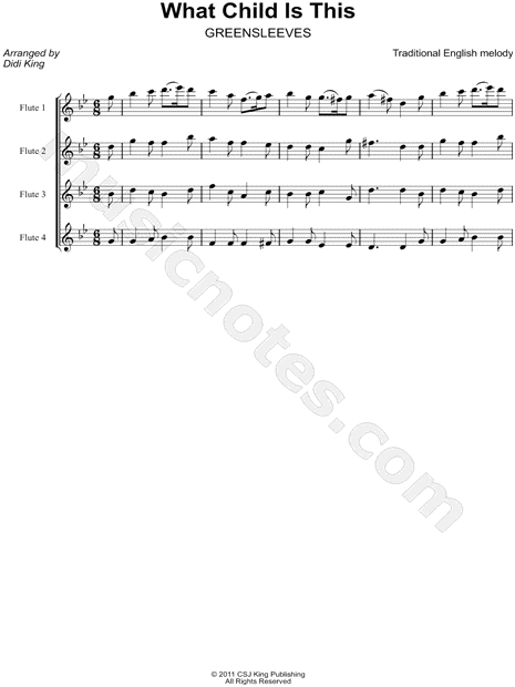 What Child Is This? - Flute Quartet Score