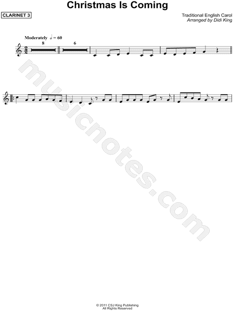 Christmas Is Coming - Clarinet 3 (Clarinet Quartet)