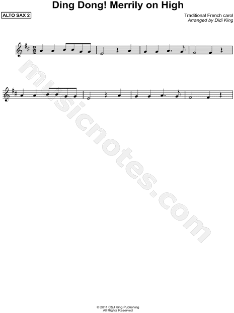 Ding! Dong! Merrily on High - Alto Sax 2 (Saxophone Quartet)