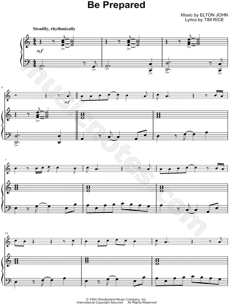 Be Prepared - Piano Accompaniment