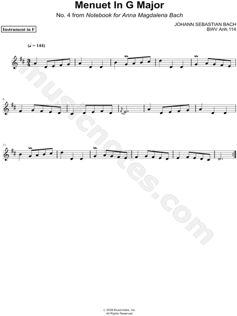 Menuet in G Major, BWV Anh. 114