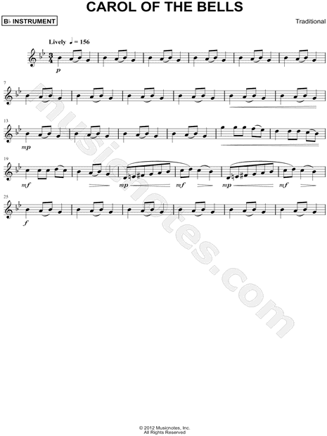 Carol of the Bells - Bb Instrument