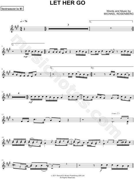 Let Her Go - Bb Instrument