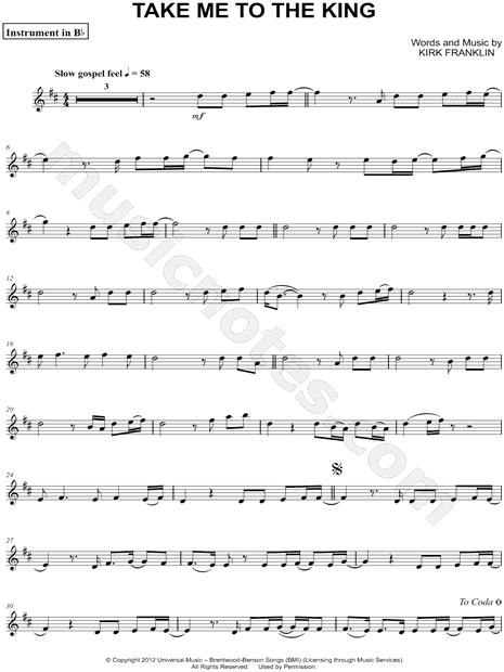 Take Me to the King - Bb Instrument
