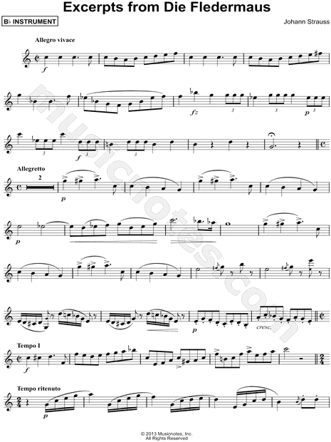 Excerpts from Die Fledermaus - Bb Instrument