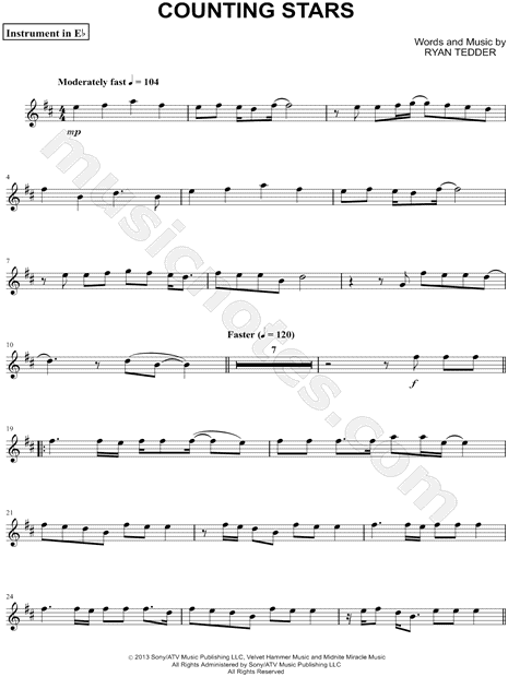 Counting Stars - Eb Instrument
