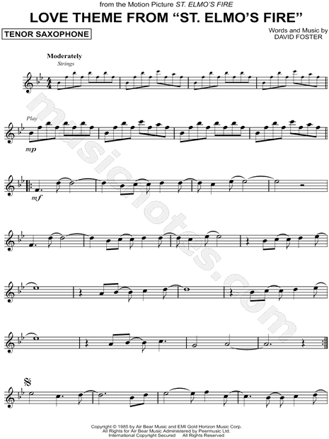 Love Theme from St. Elmo's Fire - Tenor Saxophone