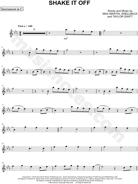 Shake It Off - C Instrument