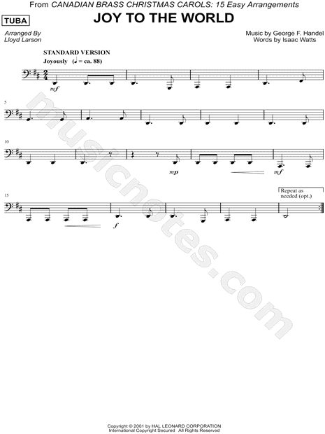 Joy to the World - Tuba (Brass Quintet)