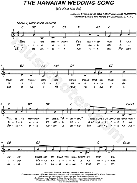 The Hawaiian Wedding Song
