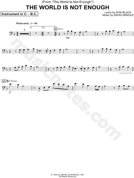The World Is Not Enough - Bass Clef Instrument