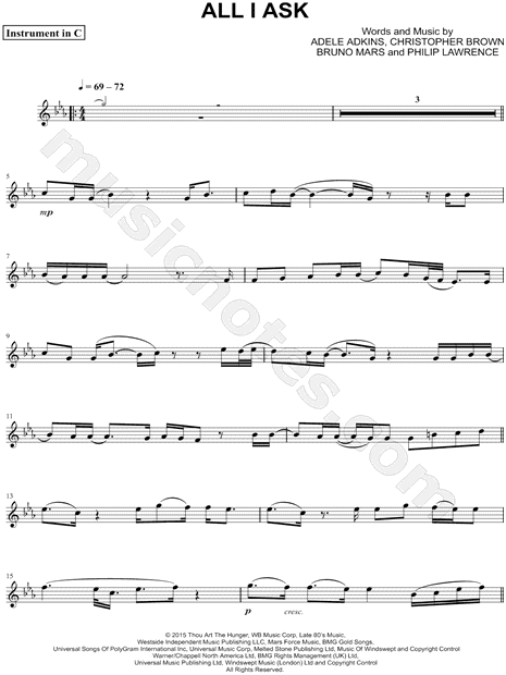 All I Ask - C Instrument