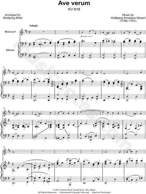 Ave verum corpus, K. 618 - Horn & Piano