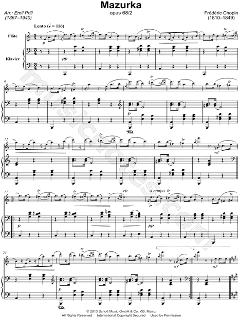 Mazurka, Op. 68: II. Lento - Flute & Piano