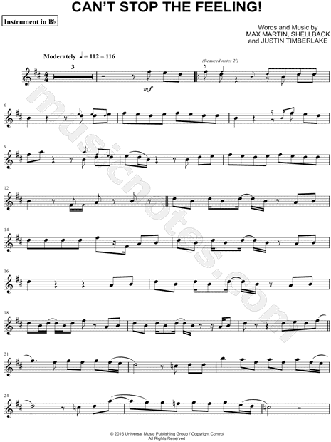 Can't Stop the Feeling! - Bb Instrument