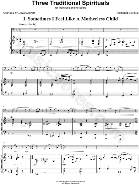 Three Traditional Spirituals for Trombone & Keyboard