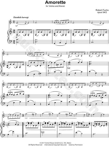 Amorette Opus 54 No. 2 - Violin & Piano