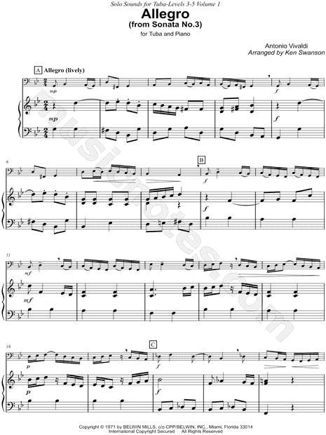 Allegro from Sonata No. 3 - Tuba & Piano