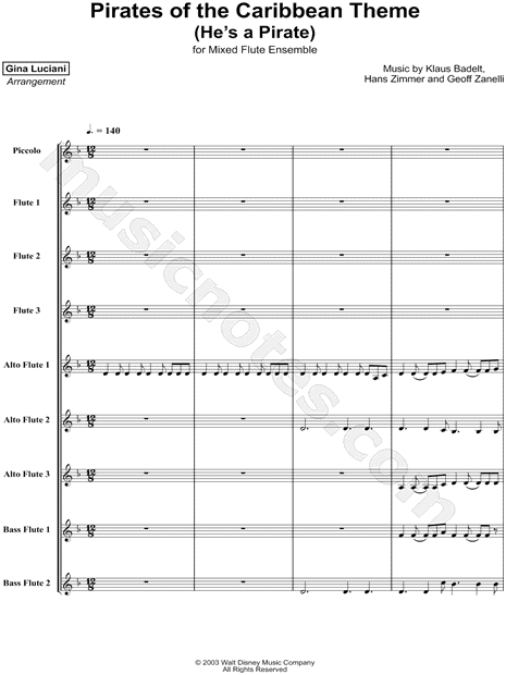 Pirates of the Caribbean Theme (He's a Pirate) - Mixed Flute Ensemble