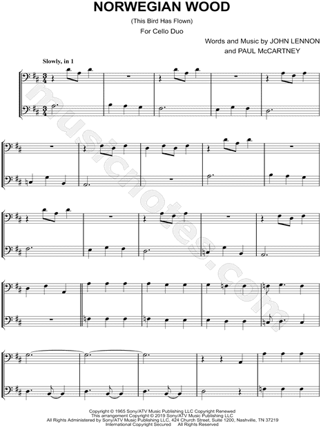 Norwegian Wood (This Bird Has Flown) - Cello Duet