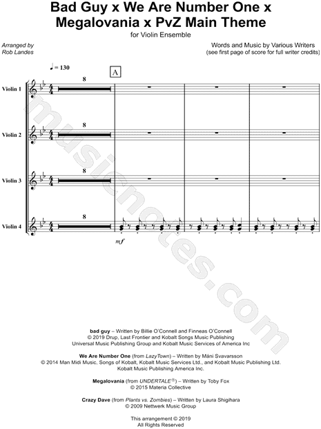 Bad Guy x We Are Number One x Megalovania x PvZ Main Theme - Violin Ensemble