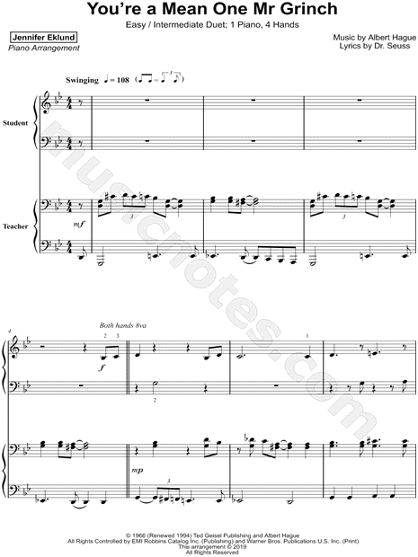 You're a Mean One, Mr. Grinch [easy / intermediate duet]