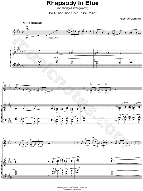 Rhapsody in Blue [abridged] - Piano Accompaniment