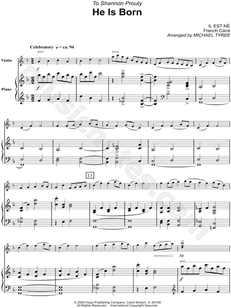 He Is Born - Violin & Piano