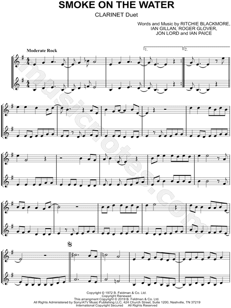 Smoke on the Water - Clarinet Duet