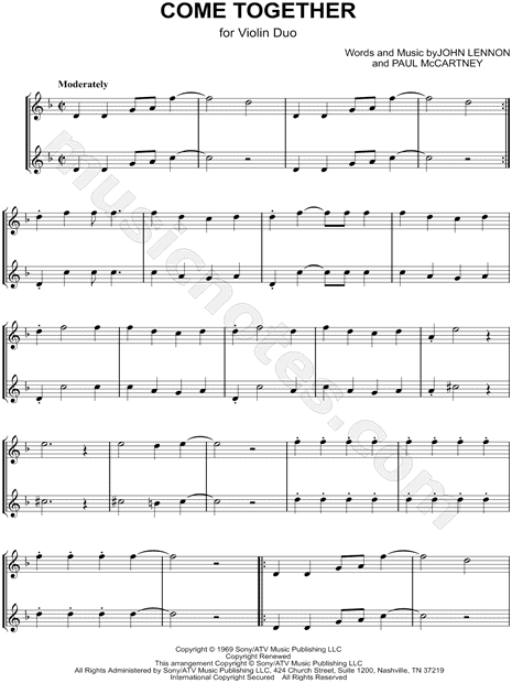 Come Together - Violin Duet
