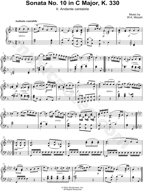 Piano Sonata No.10 in C Major - II. Andante Cantabile