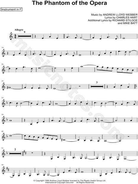 The Phantom of the Opera - F Instrument