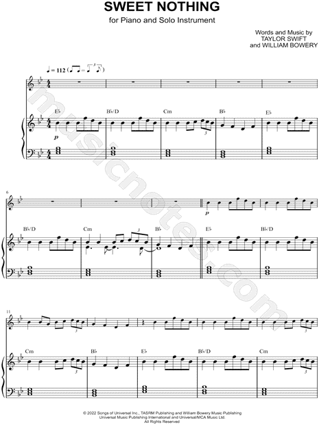 Sweet Nothing - Piano Accompaniment