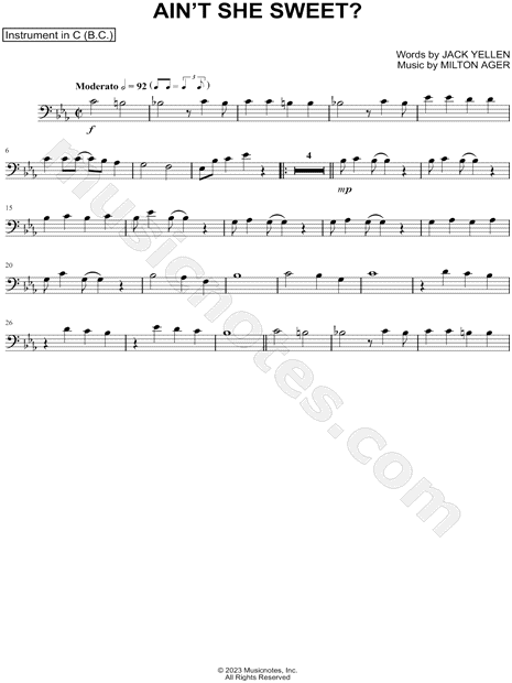 Ain't She Sweet - Bass Clef Instrument