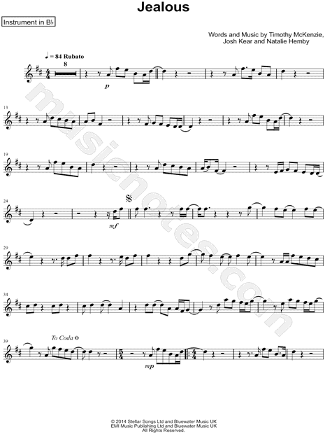 Jealous - Bb Instrument