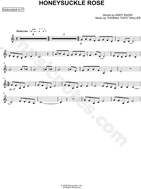 Honeysuckle Rose - F Instrument