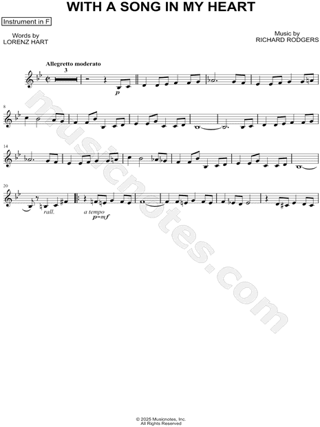With a Song in My Heart - F Instrument