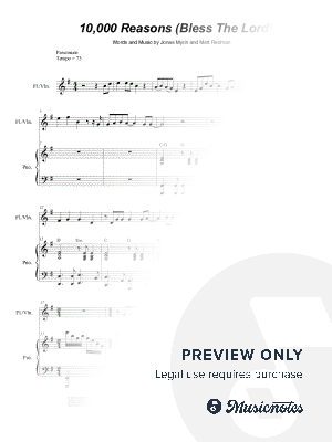 10,000 Reasons (Bless the Lord) (Flute or Violin solo and Piano)