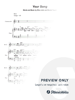 Your Song (Bb-Clarinet solo and Piano)