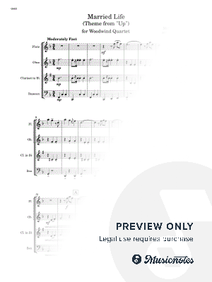 Married Life - Woodwind Quartet (Full Score and Parts)