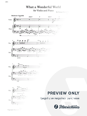 What a Wonderful World - Violin and Piano - W/Chords (Full Score and Parts)